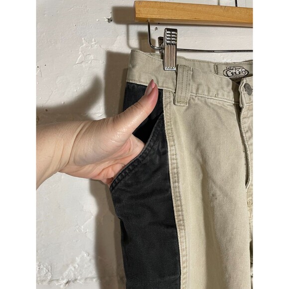 Vintage Y2K Lee Pipes BMX Pants 25x23 Tan Black Patch Logo Mesh Unisex Teen READ - Picture 4 of 16